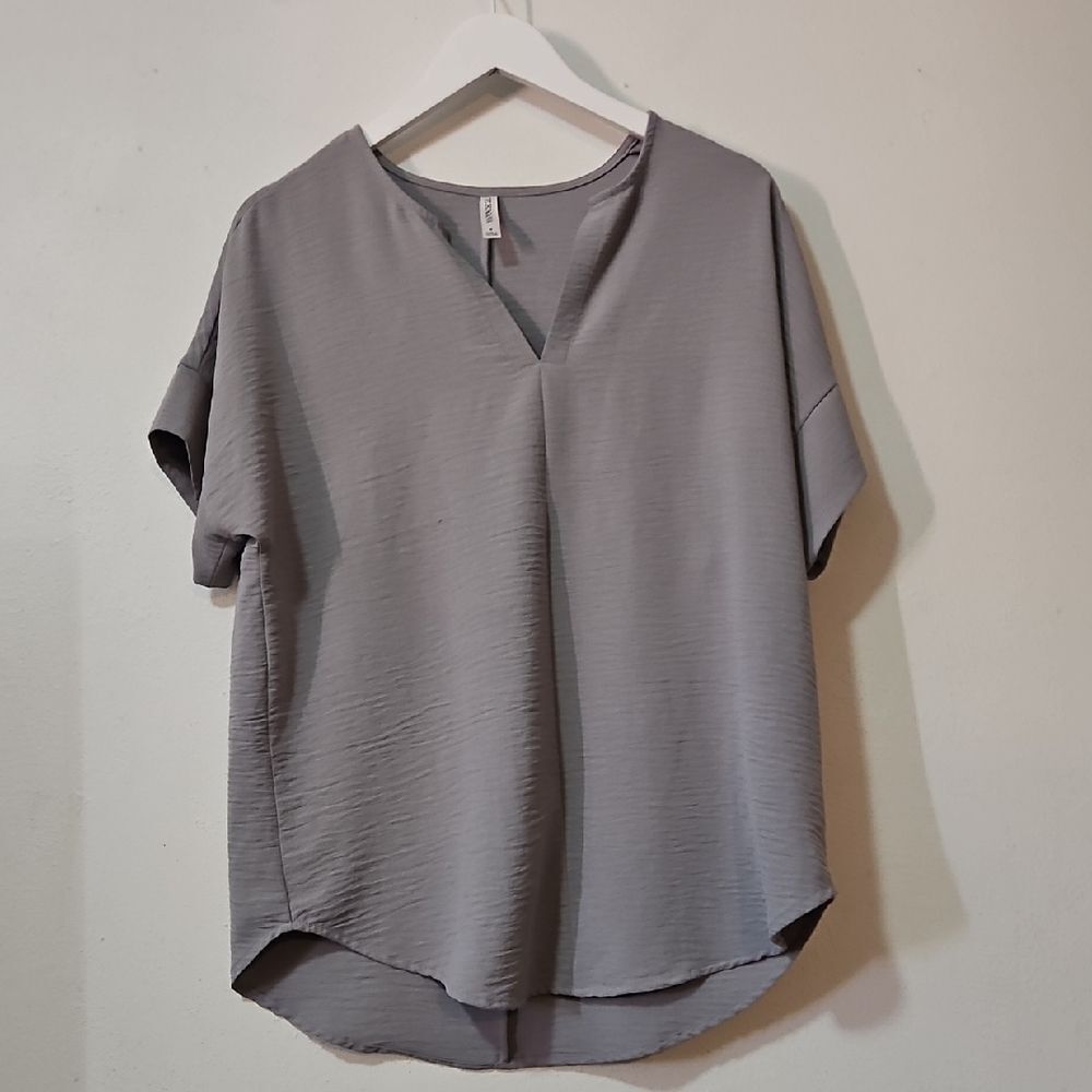 Zenana Outfitters Slate V-Neck Blouse
